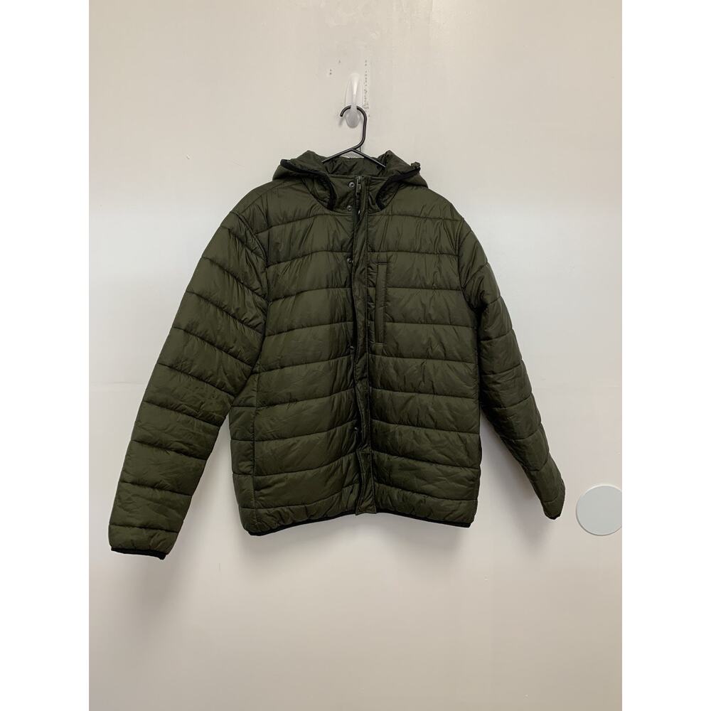 Bonobos Men's Green Puffer Coat Slim Fit Jacket Full Zip Size L Hooded